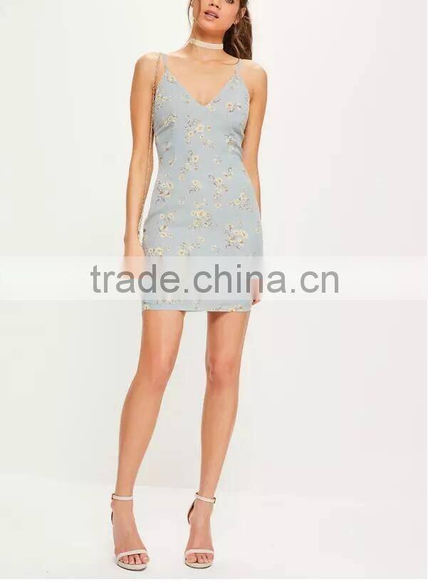 summer design 2017 sexy strappy floral print off shoulder bodycon dress