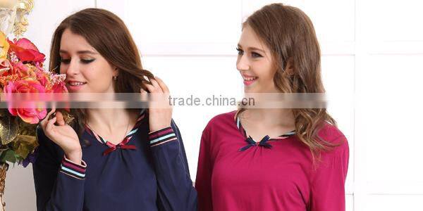 Hot-sale women Pajama Set Relax knitted 100%cotton nightwear in winter pyjama women