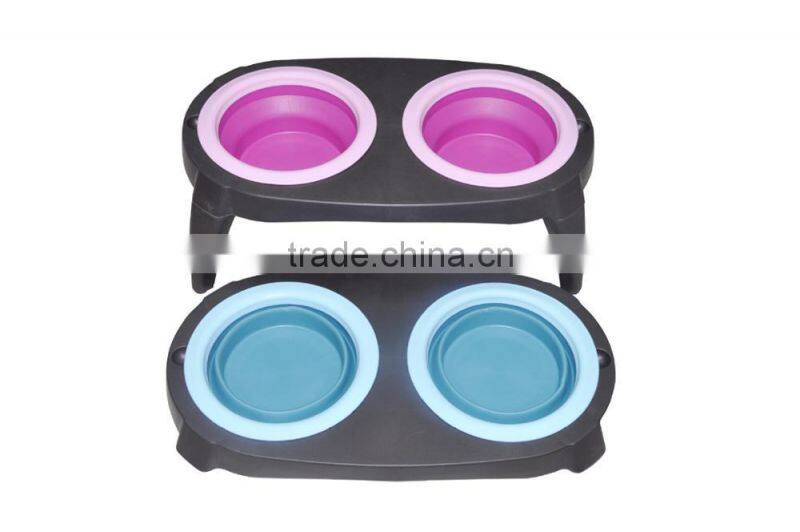 R1958H Wholesale Portable Dog Food Bowls Foldable Silicone Pet Bowl