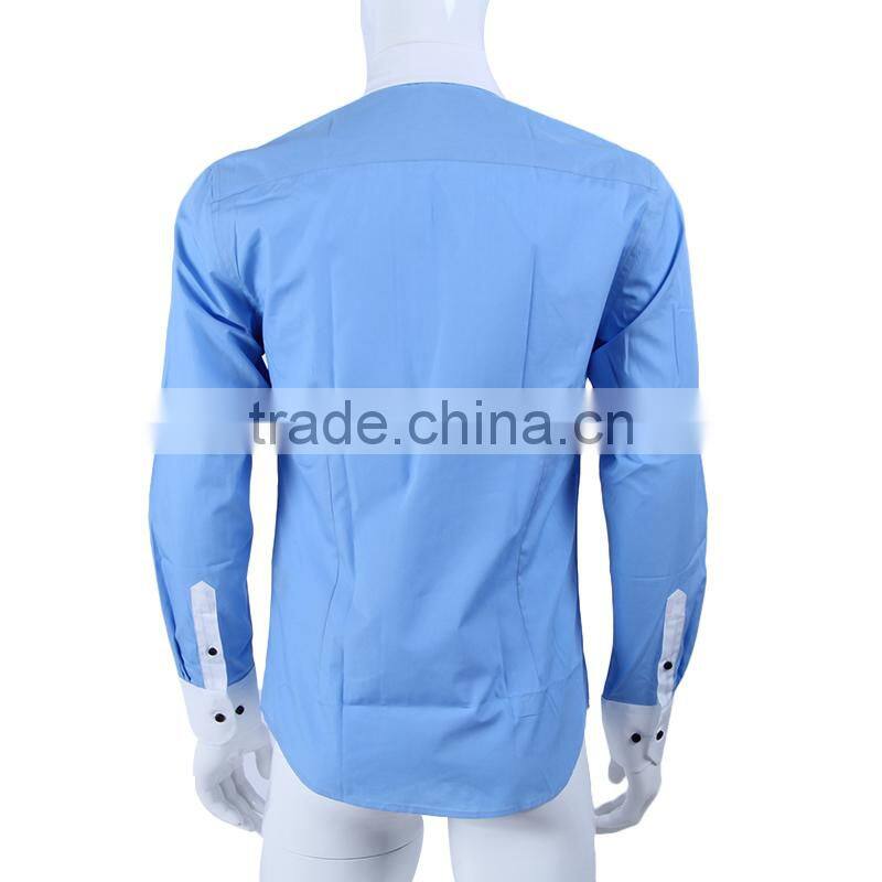 slim fit contrast color casual custom long sleeve men shirt