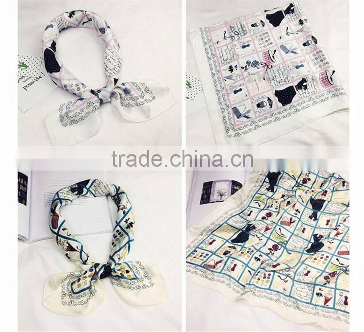 Wholesale fashion customized printing square silk scarf