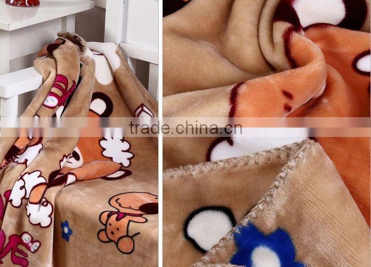 Hot Sale Brown Bear Printed Cartoon Flannel Fleece Baby Blanket/Baby Stroller Blanket