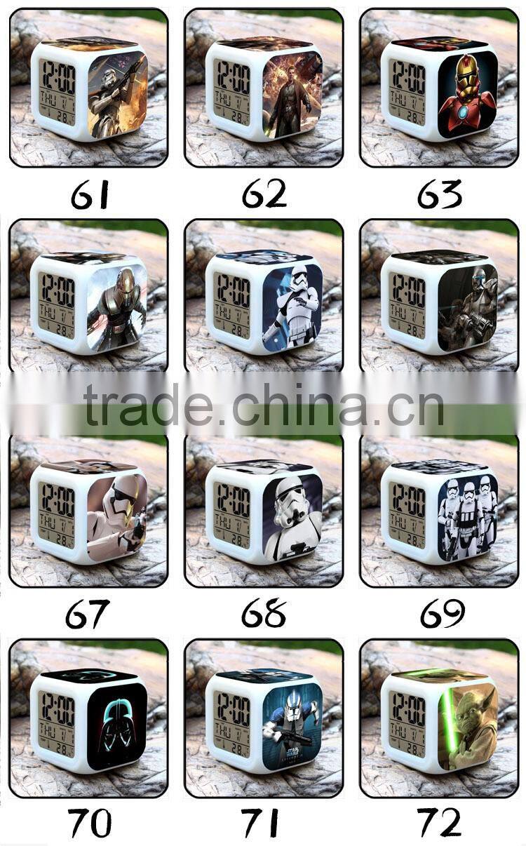 Hot Movie LED alarm clock LED digital clock colorful changeable clock for kids