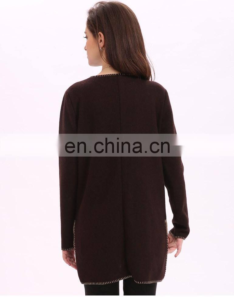 Classic Winter Outwear Thick Wool Cardigan Coat For Mature Women