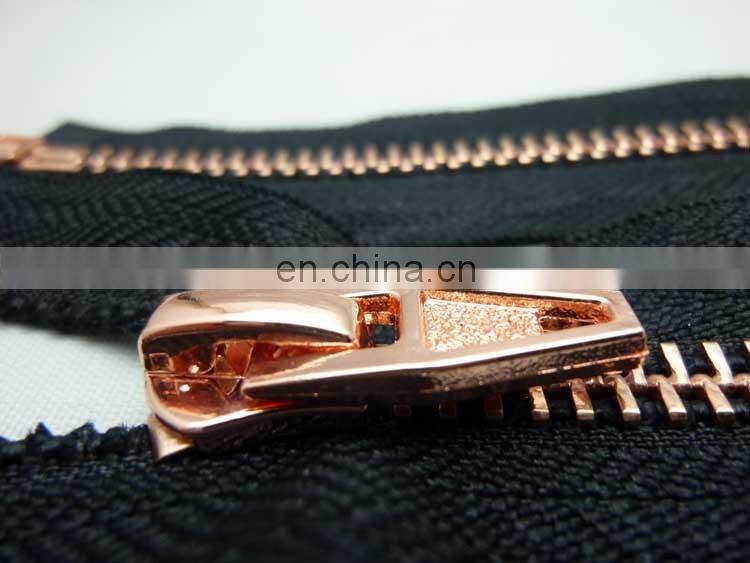 Hot sale fashion rose gold metal zipper
