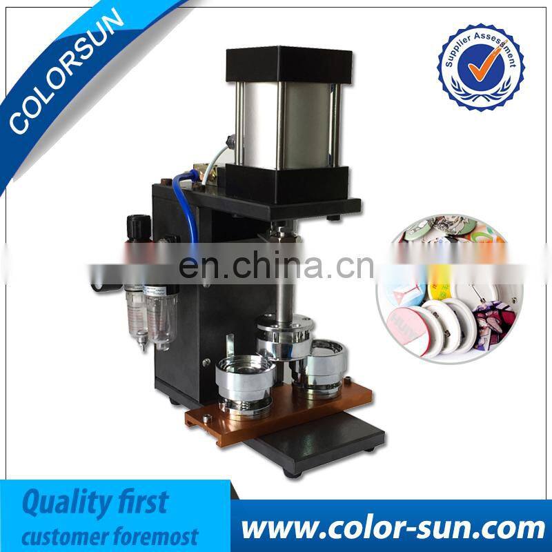 hot selling Automatic Pnuematic Plastic Metal Badge Making Machine for 25-75mm button