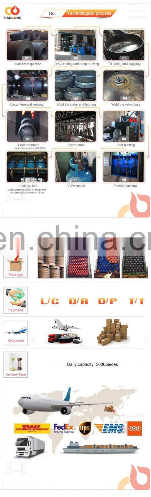 Semi-finished 12.5kg lpg gas cylinder / gas bottle from China