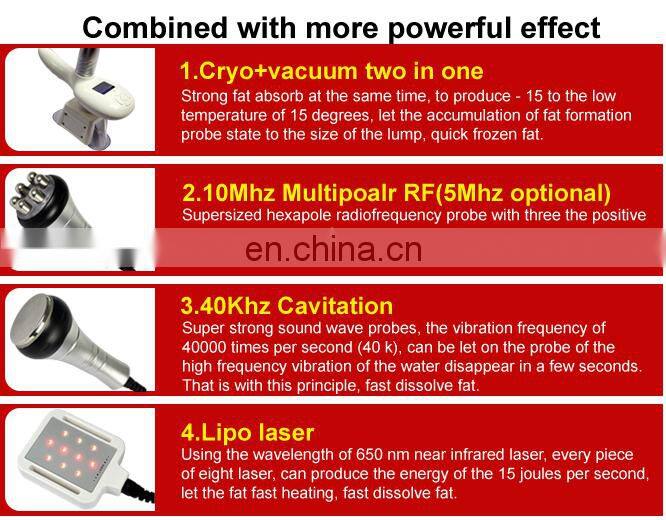 Portable 4 in 1 cryolipolysis fat freeze slimming machine for sale/cavitation rf machine/Lipo laser