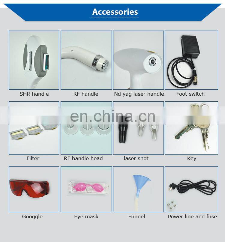 3 in 1 multifunction beauty machine with opt/ nd yag laser/rf lifting