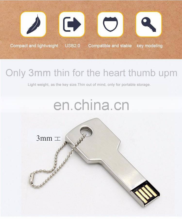 Metal custom logo white key shape stick flash usb, low price special 8gb minions