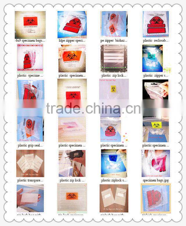 Plastic Biohazard Specimen Bags with Back Pouch