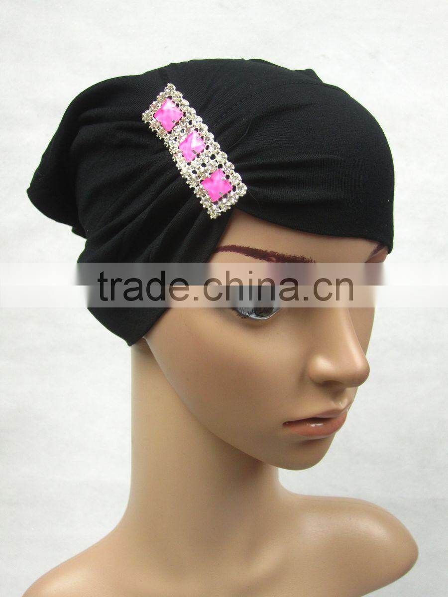 Black islamic turban muslim underscarfs with side pleats