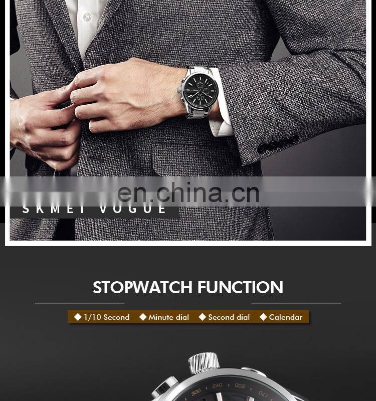 New Products SKMEI 9175 30M Waterproof Wristwatch Quartz Business Men Stainless Steel Watches