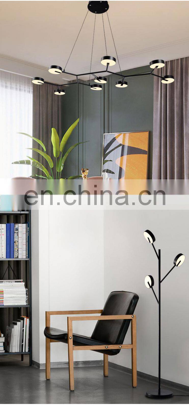 HUAYI New Model Modern Style Living Room Decoration Acrylic Iron LED Pendant Light