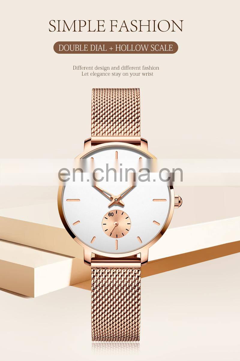Hannah Martin 1335 Japanese Movement Luxury Ladies Watch Rose Gold Stainless Steel Mesh Belt Waterproof Quartz Wristwatches