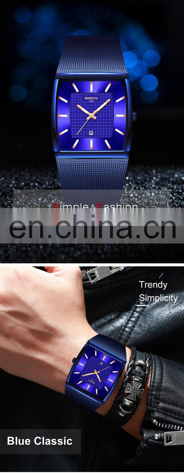 NIBOSI Watches Men Top Brand Luxury Waterproof Sport Watch Men Casual Ultra Thin Mesh Band Quartz Wrist Watch