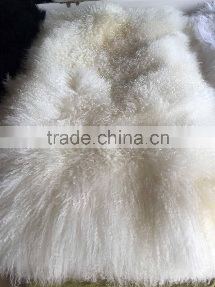100% Long Hair Mongolian Lamb Fur Skin / Sheep Fur Plate
