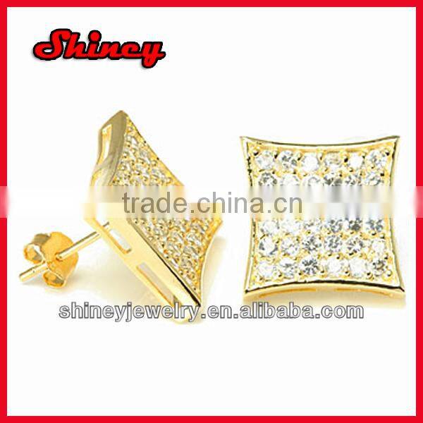 solitaire accent round AAA cubic zirconia sapphire stud earring