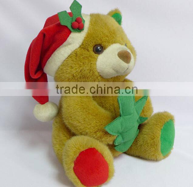large Christmas plush bear , large Christmas stuffed plush bear toy wholesale
