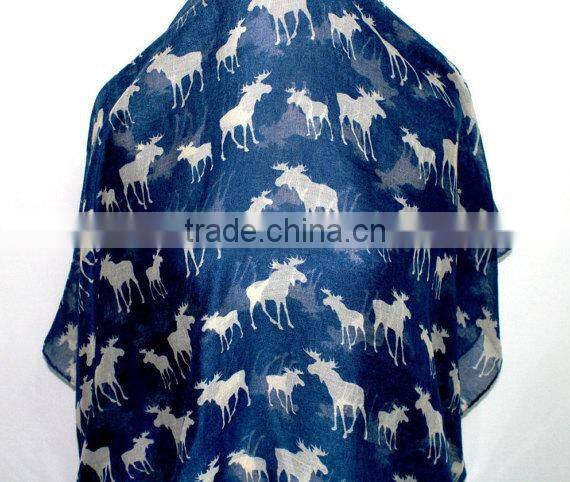 Hot Selling 2015 New Antelope Pattern Print Fashionable Lady Scarf