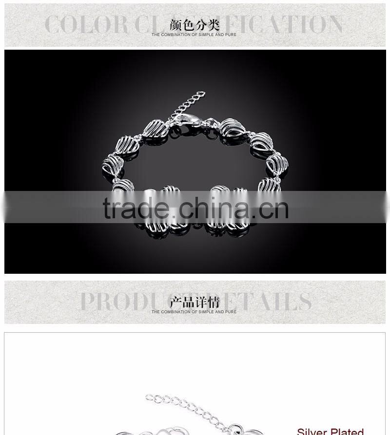 Crystal silver plated bracelets ,flower beads bracelets