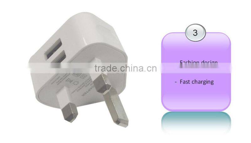 Wholesale UK plug dual USB wall charger for smartphones