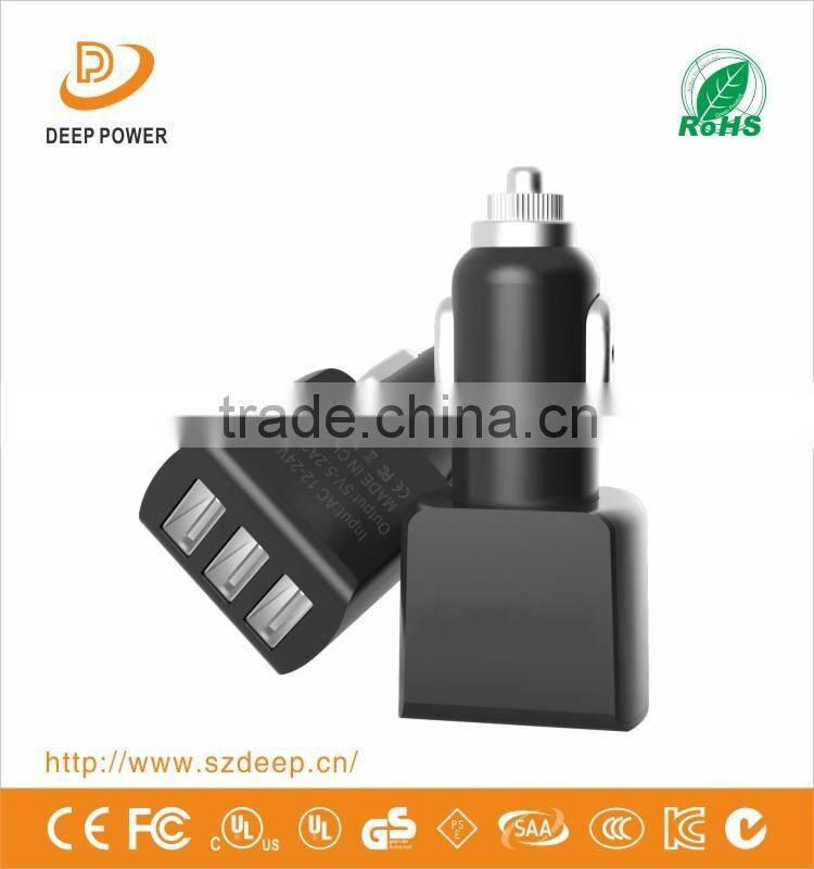 Shenzhen Made High quality Portable 3usb car charger, custom design universal car charger