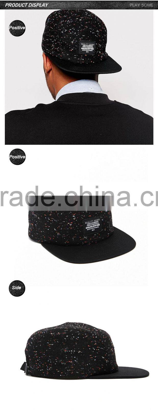 100% wool custom embroidered 5 Panel snapback hats wholesale