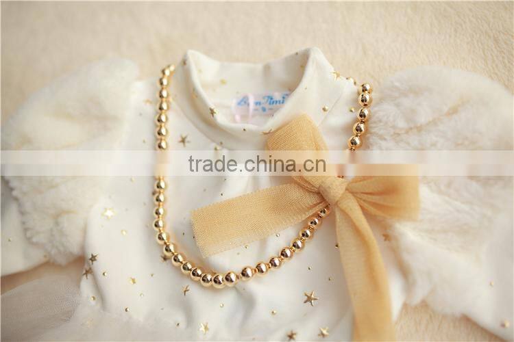 2015 new arrival kids black and white princess skirt for girls long sleeve princess dress