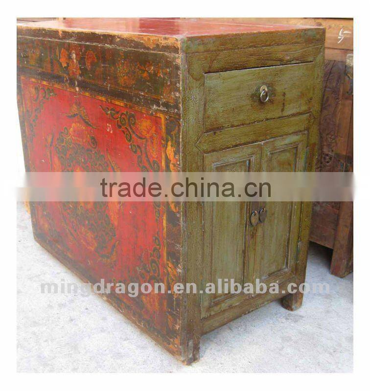 Chinese antique furniture pine wood four door two drawer Mongolia Cabinet