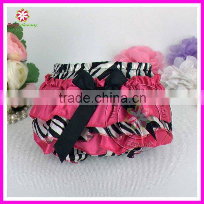 Fashion zebra print baby bloomers girls satin diaper cover nappy cover