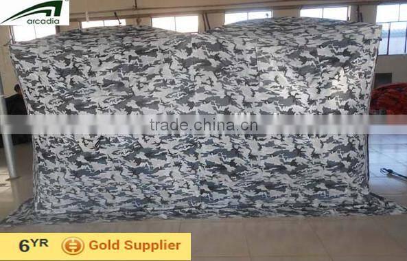 Colorful fishing tent for camping in Winter