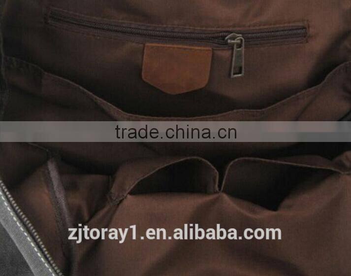 Vintage Leather Canvas Rucksack Backpack Tote Bag