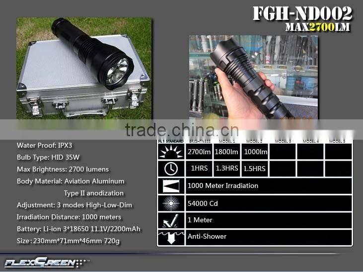 rechargeable 18650 battery 35W xenon hid police torch