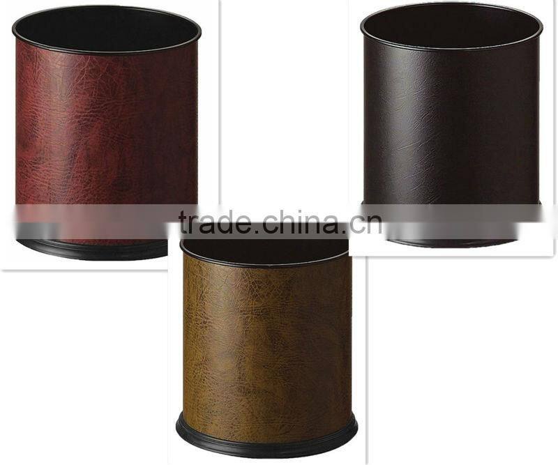PVC leather cover waste bin/trash bin,garbage can