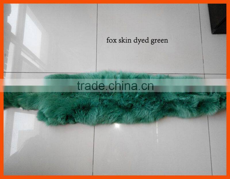 Fox fur skins dyed in different colors