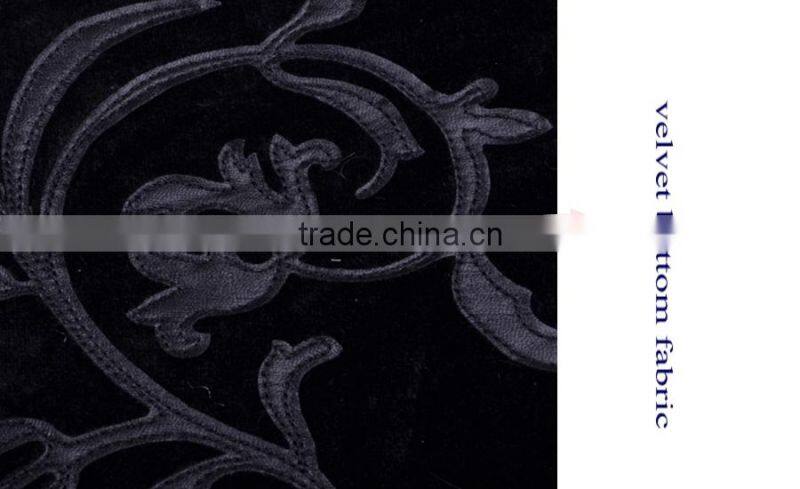High quality PU leather floral applique embroidery african velvet lace fabric for lady garment