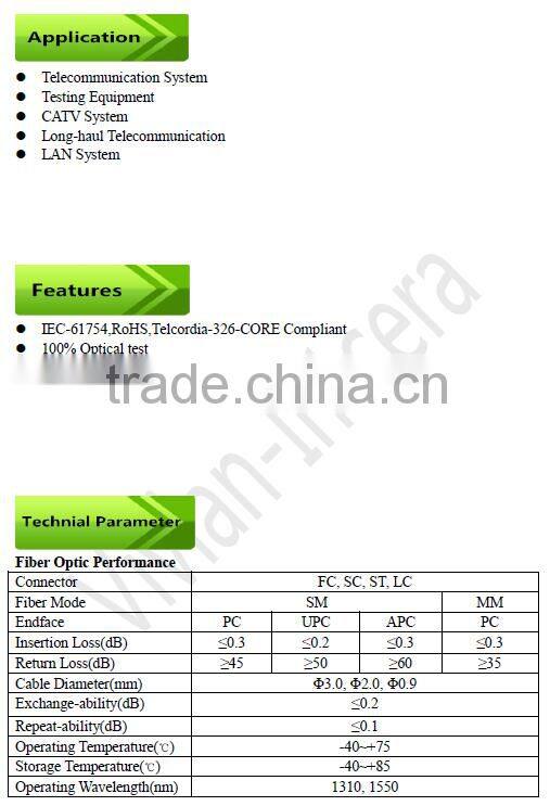 Hot sale SC pigtail 1.5Meter 900um Singlemode fiber optic pigtail