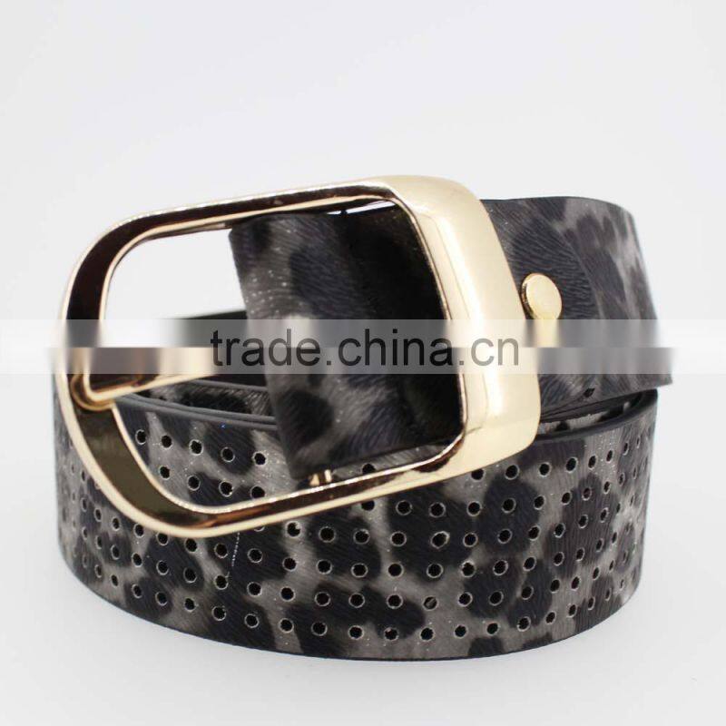2015 Designer Fashion Women's leopard pointed Plain Pierced belt with Fuax leather factory china