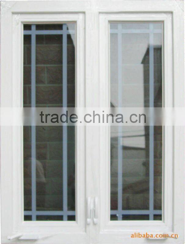 crank winder window with linght blue grills