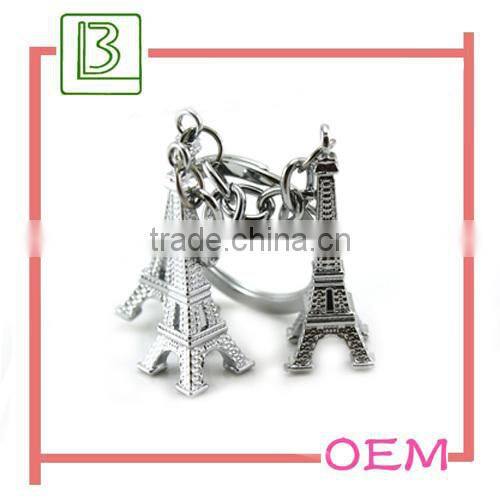 heart shape eiffel tower metal keychain