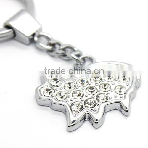 Crystal Diamond Metal Pig shaped keychain