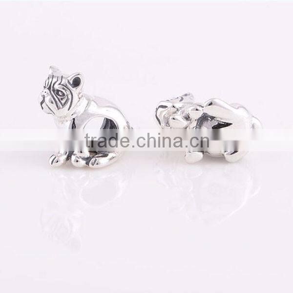 925 sterling silver charm beads bracelet bulldog charm