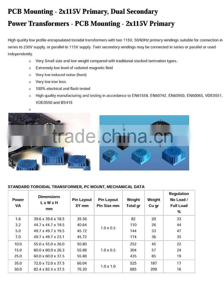 IP68 WaterProof Encapsulated Transformer Toroid, Miniature Toroid, Encapsulated Toroid For Swimming Pool