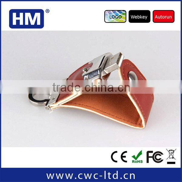 top selling beautiful gift logo embossing leather usb flash drive