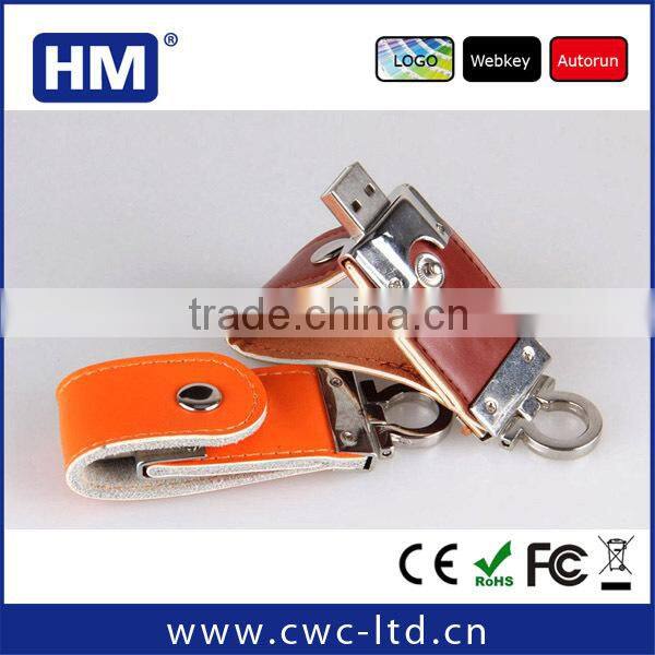 top selling beautiful gift logo embossing leather usb flash drive