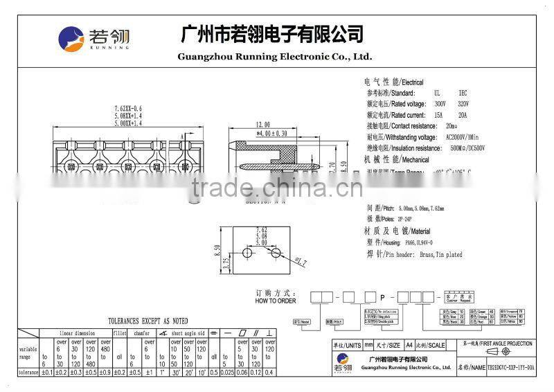 Pluggable Terminal Block Pitch 10.16mm Male Connectors
