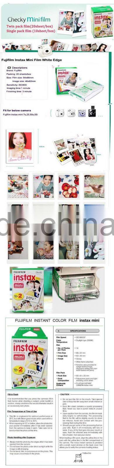 20sheet/pack Twin Pack polaroid film for mini8,mini7s,mini90,sp-1