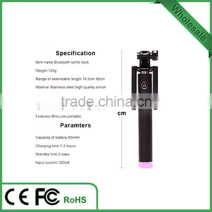 2015 New Mini build-in bluetooth selfie stick with remote control