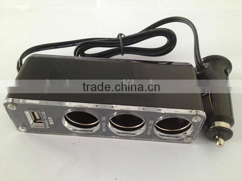 Newest car cigerette with usb 1000mA with black and white